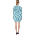 Floral folk damask pattern Fantasy flowers Floral geometric fantasy V-neck Bodycon Long Sleeve Dress View2