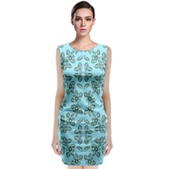 Floral Folk Damask Pattern Fantasy Flowers Floral Geometric Fantasy Sleeveless Velvet Midi Dress by Eskimos