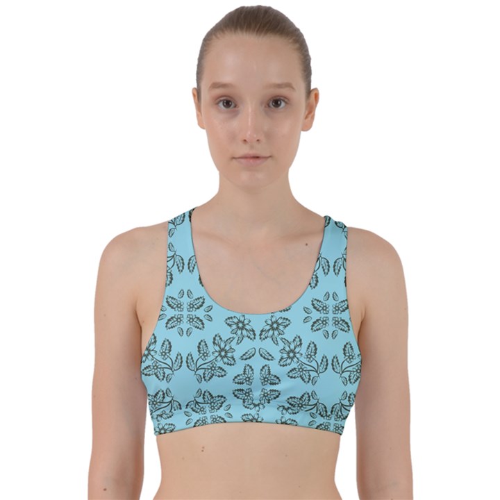 Floral folk damask pattern Fantasy flowers Floral geometric fantasy Back Weave Sports Bra