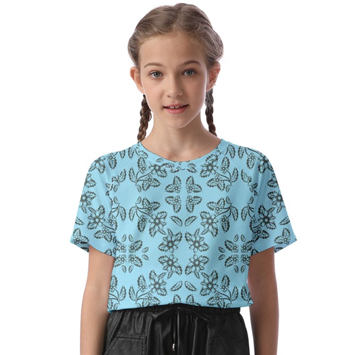 Floral folk damask pattern Fantasy flowers Floral geometric fantasy Kids  Basic Tee