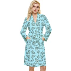 Floral Folk Damask Pattern Fantasy Flowers Floral Geometric Fantasy Long Sleeve Velour Robe by Eskimos