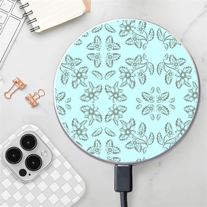 Floral folk damask pattern Fantasy flowers Floral geometric fantasy Wireless Charger