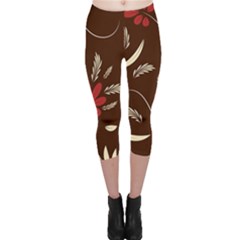 Sfolk Flowers Print Floral Pattern Ethnic Art Capri Leggings  by Eskimos