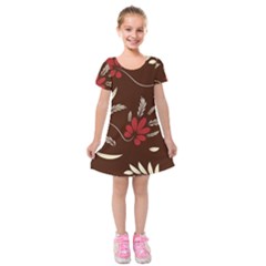 Sfolk Flowers Print Floral Pattern Ethnic Art Kids  Short Sleeve Velvet Dress by Eskimos