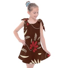 Sfolk Flowers Print Floral Pattern Ethnic Art Kids  Tie Up Tunic Dress by Eskimos