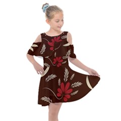 Sfolk Flowers Print Floral Pattern Ethnic Art Kids  Shoulder Cutout Chiffon Dress by Eskimos