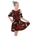 SFolk flowers print Floral pattern Ethnic art Kids  Shoulder Cutout Chiffon Dress View1