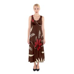 Sfolk Flowers Print Floral Pattern Ethnic Art Sleeveless Maxi Dress by Eskimos