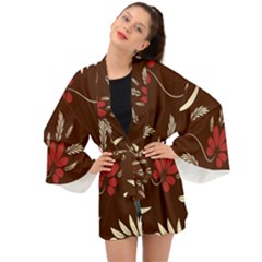 Sfolk Flowers Print Floral Pattern Ethnic Art Long Sleeve Kimono by Eskimos