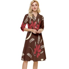 Sfolk Flowers Print Floral Pattern Ethnic Art Classy Knee Length Dress by Eskimos