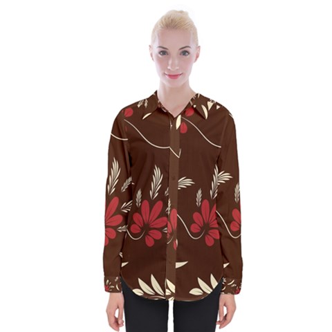 Sfolk Flowers Print Floral Pattern Ethnic Art Womens Long Sleeve Shirt by Eskimos