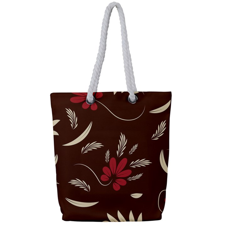 SFolk flowers print Floral pattern Ethnic art Full Print Rope Handle Tote (Small)