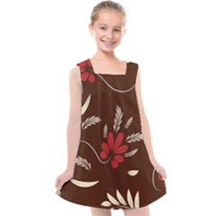 Sfolk Flowers Print Floral Pattern Ethnic Art Kids  Cross Back Dress by Eskimos