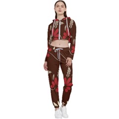 Sfolk Flowers Print Floral Pattern Ethnic Art Cropped Zip Up Lounge Set