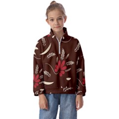 Sfolk Flowers Print Floral Pattern Ethnic Art Kids  Half Zip Hoodie