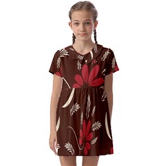 Sfolk Flowers Print Floral Pattern Ethnic Art Kids  Asymmetric Collar Dress