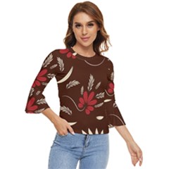 Sfolk Flowers Print Floral Pattern Ethnic Art Bell Sleeve Top