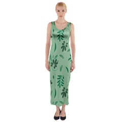 Folk Flowers Print Floral Pattern Ethnic Art Fitted Maxi Dress by Eskimos