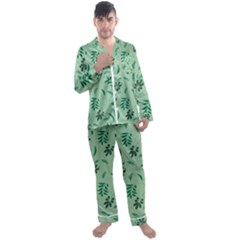 Folk Flowers Print Floral Pattern Ethnic Art Men s Long Sleeve Satin Pajamas Set by Eskimos