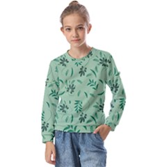 Folk Flowers Print Floral Pattern Ethnic Art Kids  Long Sleeve Tee With Frill 