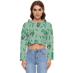 Folk Flowers Print Floral Pattern Ethnic Art Women s Lightweight Cropped Hoodie