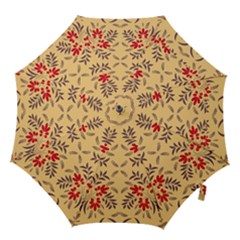 Floral Folk Damask Pattern Fantasy Flowers Floral Geometric Fantasy Hook Handle Umbrellas (medium) by Eskimos