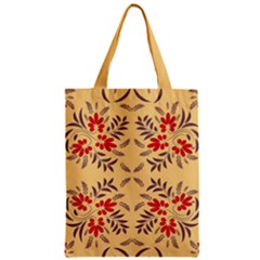 Floral Folk Damask Pattern Fantasy Flowers Floral Geometric Fantasy Zipper Classic Tote Bag by Eskimos