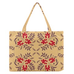 Floral Folk Damask Pattern Fantasy Flowers Floral Geometric Fantasy Zipper Medium Tote Bag by Eskimos