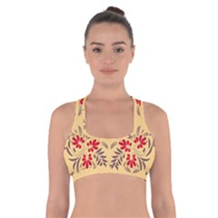 Floral Folk Damask Pattern Fantasy Flowers Floral Geometric Fantasy Cross Back Sports Bra by Eskimos