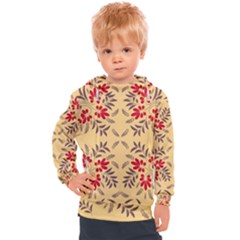 Floral Folk Damask Pattern Fantasy Flowers Floral Geometric Fantasy Kids  Hooded Pullover by Eskimos