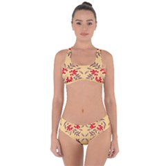 Floral Folk Damask Pattern Fantasy Flowers Floral Geometric Fantasy Criss Cross Bikini Set by Eskimos