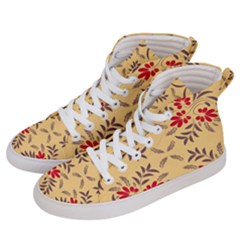 Floral Folk Damask Pattern Fantasy Flowers Floral Geometric Fantasy Men s Hi-top Skate Sneakers by Eskimos