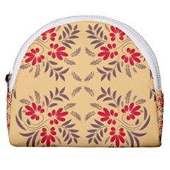 Floral Folk Damask Pattern Fantasy Flowers Floral Geometric Fantasy Horseshoe Style Canvas Pouch by Eskimos