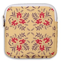 Floral Folk Damask Pattern Fantasy Flowers Floral Geometric Fantasy Mini Square Pouch by Eskimos