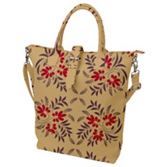 Floral Folk Damask Pattern Fantasy Flowers Floral Geometric Fantasy Buckle Top Tote Bag by Eskimos