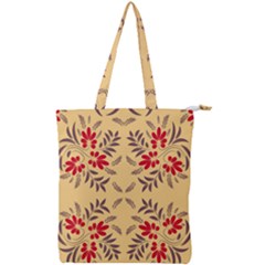 Floral Folk Damask Pattern Fantasy Flowers Floral Geometric Fantasy Double Zip Up Tote Bag by Eskimos