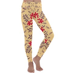 Floral Folk Damask Pattern Fantasy Flowers Floral Geometric Fantasy Kids  Lightweight Velour Classic Yoga Leggings by Eskimos