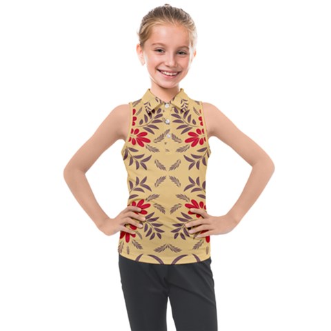 Floral Folk Damask Pattern Fantasy Flowers Floral Geometric Fantasy Kids  Sleeveless Polo Tee by Eskimos