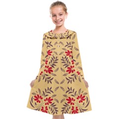 Floral Folk Damask Pattern Fantasy Flowers Floral Geometric Fantasy Kids  Midi Sailor Dress by Eskimos