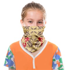 Floral Folk Damask Pattern Fantasy Flowers Floral Geometric Fantasy Face Covering Bandana (kids) by Eskimos