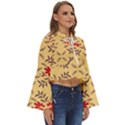 Floral folk damask pattern Fantasy flowers Floral geometric fantasy Boho Long Bell Sleeve Top View3