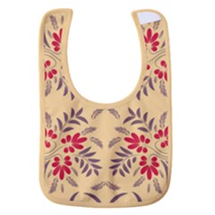 Floral Folk Damask Pattern Fantasy Flowers Floral Geometric Fantasy Baby Bib by Eskimos