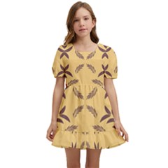 Floral Folk Damask Pattern Fantasy Flowers Floral Geometric Fantasy Kids  Short Sleeve Dolly Dress by Eskimos