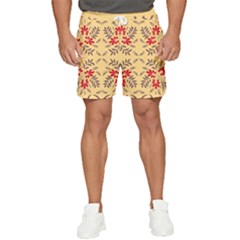 Floral Folk Damask Pattern Fantasy Flowers Floral Geometric Fantasy Men s Runner Shorts by Eskimos