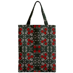 Floral Folk Damask Pattern Fantasy Flowers Floral Geometric Fantasy Zipper Classic Tote Bag by Eskimos