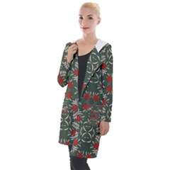 Floral Folk Damask Pattern Fantasy Flowers Floral Geometric Fantasy Hooded Pocket Cardigan by Eskimos