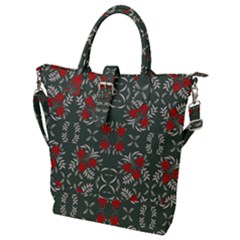 Floral Folk Damask Pattern Fantasy Flowers Floral Geometric Fantasy Buckle Top Tote Bag by Eskimos