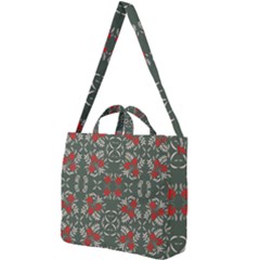 Floral Folk Damask Pattern Fantasy Flowers Floral Geometric Fantasy Square Shoulder Tote Bag by Eskimos