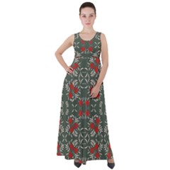 Floral Folk Damask Pattern Fantasy Flowers Floral Geometric Fantasy Empire Waist Velour Maxi Dress by Eskimos