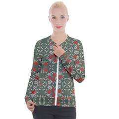 Floral Folk Damask Pattern Fantasy Flowers Floral Geometric Fantasy Casual Zip Up Jacket by Eskimos